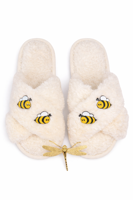 Pantuflas Suaves con Detalle de Abejitas – Diseño Divertido, Cómodas y Originales