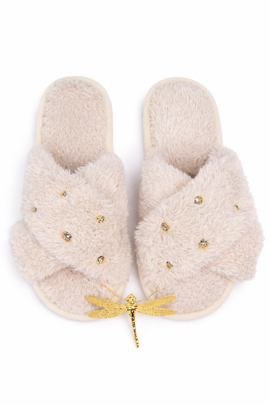 Pantuflas Caqui con detalle en brillantes